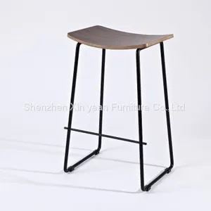 Mid Century Furniture Bar Stool With Stainless Steel Base thumbnail-1