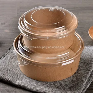 Disposable Paper Round Containers for Food Packaging Food Storage Containers thumbnail-1