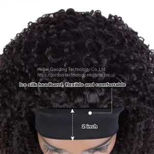 HUMAN HAIR HEADBAND WIG KINKY CURLY WIGS 150% DENSITY NATURAL COLOR thumbnail-3