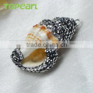 Topearl Jewelry Fashion Snail Shell Pendant Rhinestones Clay Pave Fashion Pendant SPD08 thumbnail-1