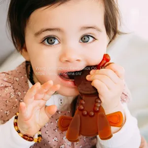 Baby Teether Amber Giraffe Teething Toy Rubber Wholesale by Weiqi thumbnail-2