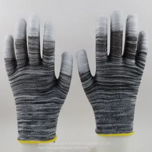 Polyester Knitted PU Fingers Coated Safety Work Gloves thumbnail-3
