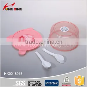 Household Pink Round Four Locked Lunch Box With Spoon thumbnail-2