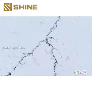 Horizon Kitchen Countertop Slab Artificial Calacatta White Silica Quartz Stone Quartz Slab Widely Used thumbnail-3