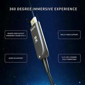 OEM Factory Wholesale 8K Fiber Optic HDMI 2.1 AOC-Active Optical Cable-AM to AM,48Gbps,HDR, EARC, Durable TPU Jacket thumbnail-2