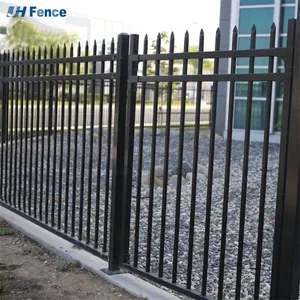 High Quality Security Black Powder Coated Galvanized Metal Steel Picket Fence Outdoor Garden thumbnail-1