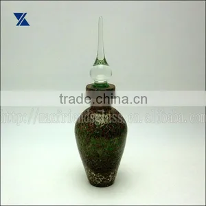 Hand Blown Green With Golden Shiny Glass Perfume Bottle thumbnail-1
