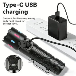 Wholesale Mini EDC White Laser Flashlight Dual Power Compatible 600M Range Telescopic Zoom Pocket Torch With Glow Strips thumbnail-5