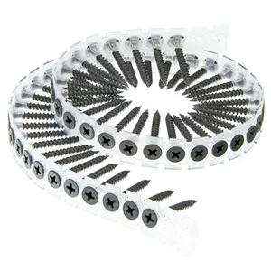 China Manufacturer Auto-feed Screws, Fine Thread, White Zinc Plated, Plastic Strip, 25-40mm Lengths, for Drywall Application thumbnail-2