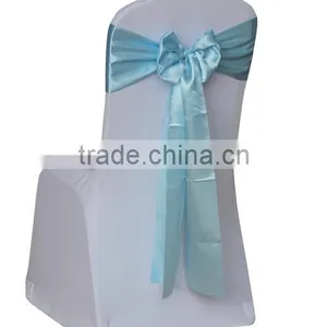 Cheap Spandex Chair Cover With Lightblue Self-tie Chair Sash thumbnail-1