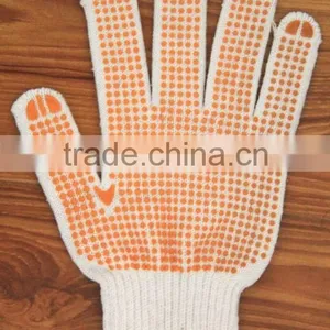Bleached White Pvc Dotted Cotton Glove thumbnail-1