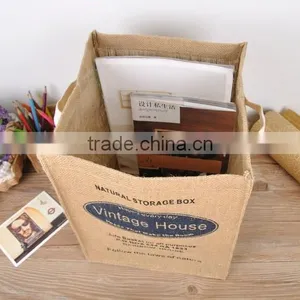 Jute Fabric Organizer Box Clothing Laundry Basket Toy Storage thumbnail-2