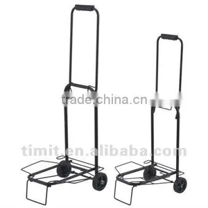 Simple Design Practical Iron 2 Wheels Foldable Black Shopping Trolley Cart thumbnail-1