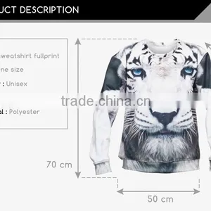 Unsex Withou Hood Sublimation Animal Crew Neck Sweatshirt thumbnail-5