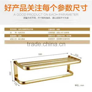 Golden Finish Modern Square Stainless Steel Towel Rack Holder Shelf W/ Towel Bar Hanger thumbnail-4