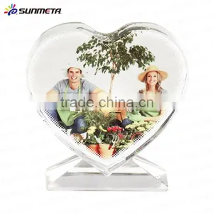 Love Heart Shape Sublimation Crystal Picture Frame for Birthday Gift thumbnail-2