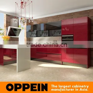 Dubai Exhibition Red Acrylic Wooden Kitchen Cabinet thumbnail-1