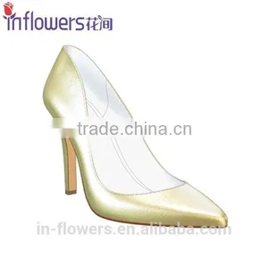 Golden Color Patent Leather Wholesale High Heel Shoes for Eleglant Ladies thumbnail-1