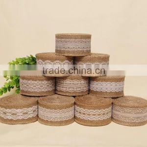 Vintage Burlap Lace Tirm,rustic Jute Trims,wired Burlap Ribbon for Wedding Decoration Quality Choice thumbnail-6