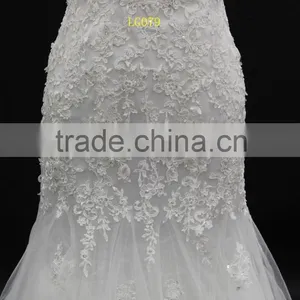 Best Selling Wedding Gown Sexy Low Back Lace up Back Sleeveless Mermaid Wedding Dress thumbnail-3
