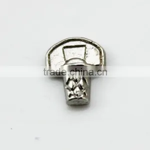 Antique Silver Basketball And Hoop Sports Living Floating Charms thumbnail-1