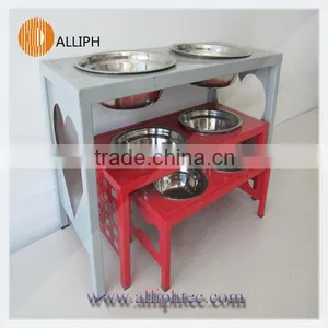 Deluxe Brand Metal Plate Dog Feeder Double Bowl for Pet thumbnail-2