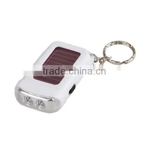 Personalized 2 LED White Plastic Solar Keychain Flashlight thumbnail-3