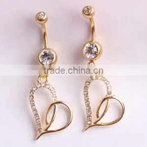 Crystal Gems Belly Button Rings Dangle Gold Plated Body Jewelry thumbnail-1