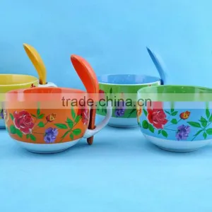 16oz Ceramic Soup Mug With Flower Decal Printing thumbnail-1