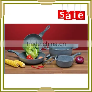 4PC Aluminium Colorful Marble Coating Non Stick Cookware Sets thumbnail-1