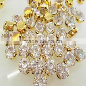 Rhinestone Brass Cup Chain New Items Strass Roll Rhinestone Cup Chain Sew On for Garment Decoration thumbnail-1