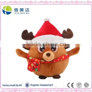 Fat Elk Like a Ball With a Scraf and a Red Hat Plush Toy thumbnail-1