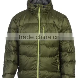 Khaki 80/20 Feather Hooded Down Jacket for Men thumbnail-1