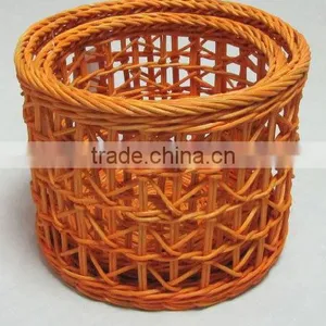 Zigzag Weaving Basket in Orange , 100% Handmade thumbnail-1