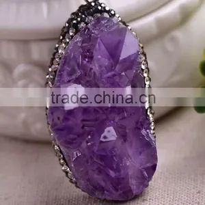 Lovely Natural Amethyst Geodes Crystal Pendants thumbnail-4