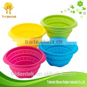 Eco-friendly High Quality Folding Food Silicone Strainer thumbnail-1