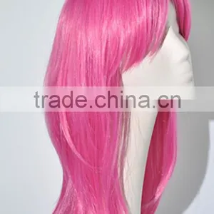 Beauty Flurescent Pink Color Cosplay Silk Wave Wig N351 thumbnail-2