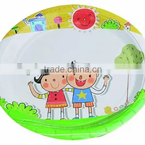 Food Grade Logo Printed Tea Party Boy and Girl Design Fancy Paper Plates thumbnail-3