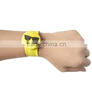 Custom Promotional Emoji Charm Silicone Slap Bracelets thumbnail-1