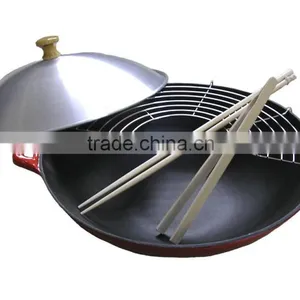 30cm and 37cm Enameled Cast Iron Wok thumbnail-2