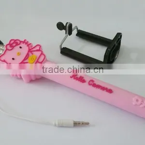 Mini Foldable Cartoon Selfie Stick With Cable, Cute Cartoon Selfie Monopod for Mobile Phone thumbnail-2