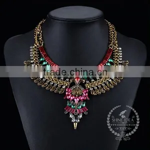High Quality Vintage Colorful Rhinestone Chunky Statement Necklace Tin Alloy Fashion Women Pendant Necklace 6390048 thumbnail-1