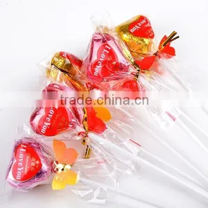 Customized Hot Heart Shaped Chocolate Lollipops thumbnail-1