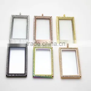 Rectangular Glass Lockets Made of 316L Stainless Steel Wholesale thumbnail-1
