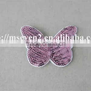 Good Looking Pink Butterfly Woven Embroidery Patch in Sequin Material for Sale thumbnail-2