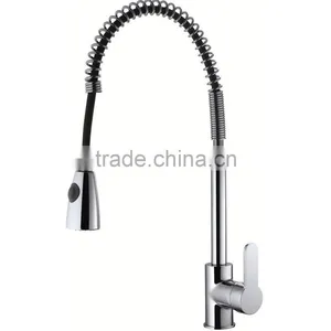 Pull Out Spring Brass Kitchen Faucet Mixer thumbnail-1