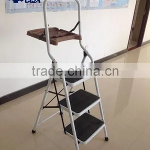 Steel Step Ladder, Plastic Tool Tray, 3-steps thumbnail-1
