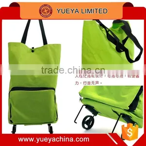 Green Shopping Cart Compact Tote Grocery Bag 2 Wheels Trolley For Storage thumbnail-2