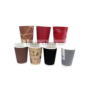 Printed Paper Cup Custom Print Disposable Corrugated Ripple Coffee Paper Cups thumbnail-6
