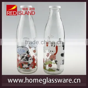 1L Stamping Milk Glass Bottle With Tin Lid 2016 Hot Selling thumbnail-1